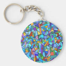 Modelo del vitral en azul llaveros personalizados