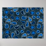 Modelo dimensional multi de Paisley en azul posters