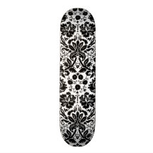 Modelo elegante blanco y negro del damasco monopatín