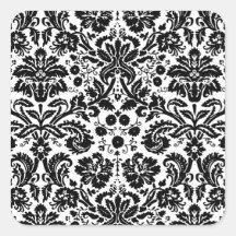 Modelo elegante blanco y negro del damasco pegatinas  