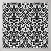 Modelo elegante blanco y negro del damasco impresiones
