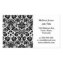 Modelo elegante blanco y negro del damasco plantillas de tarjeta de negocio