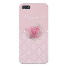 Modelo elegante de la flor y del damasco de las pe iPhone 5 funda