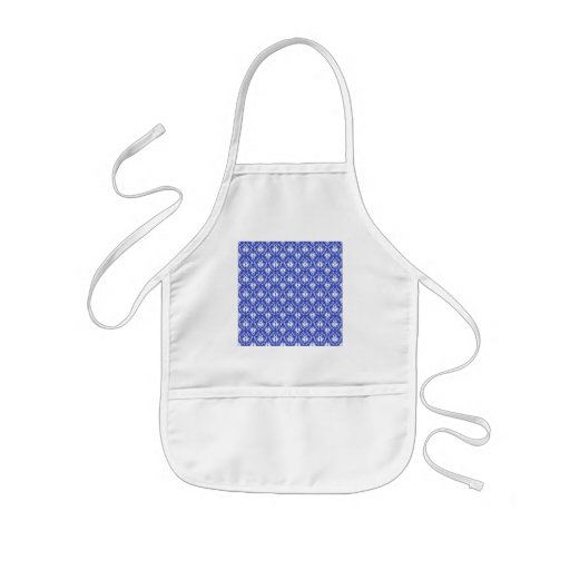 Modelo elegante del damasco. Azul y blanco Delantal