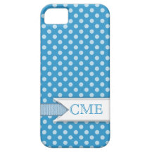 Modelo femenino de Polkadot con blanco del azul el iPhone 5 Case-Mate Protectores