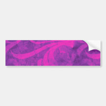 Modelo femenino del Flourish floral rosado púrpura Etiqueta De Parachoque