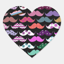 Modelo femenino divertido retro del bigote del big pegatinas corazon personalizadas