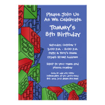 Modelo - fiesta de cumpleaños de los bloques hueco anuncio personalizado