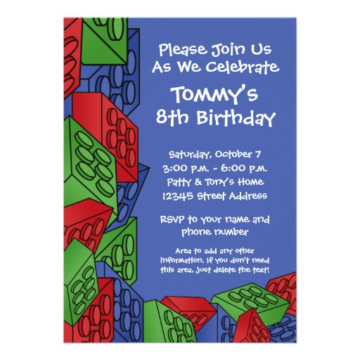 Modelo - fiesta de cumpleaños de los bloques hueco anuncio personalizado