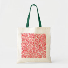 Modelo floral blanco rojo de Paisley Bolsa De Mano