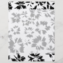 Modelo floral blanco y negro elegante tarjetas informativas