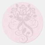 modelo floral del damasco del rosa en colores past etiqueta
