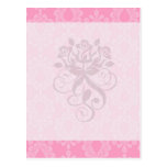 modelo floral del damasco del rosa en colores past tarjeta postal