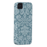 Modelo floral del verde azul del nouveau del arte  iPhone 4 cárcasas