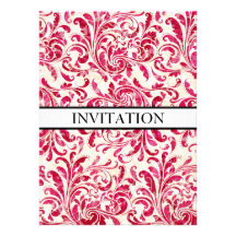 Modelo floral rojo del damasco del vintage invitaciones personales 
