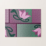 Modelo floral rosado del nouveau del arte del vint puzzles con fotos