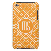 Modelo geométrico anaranjado del monograma iPod Case-Mate protector