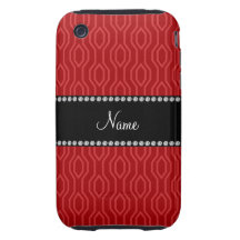 Modelo geométrico rojo conocido personalizado del  tough iPhone 3 cárcasa
