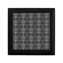 Modelo gris negro del cordón del damasco del vinta cajas de recuerdo