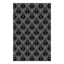 Modelo gris negro y profundo del damasco papelería de diseño