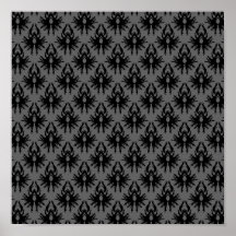 Modelo gris negro y profundo del damasco poster