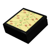 Modelo ilustrado flores rojas cajas de recuerdo