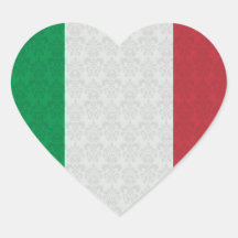 Modelo italiano del damasco de la bandera pegatina de corazón