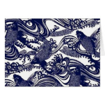 Modelo japonés azul de los pescados de Koi del tat Tarjeton