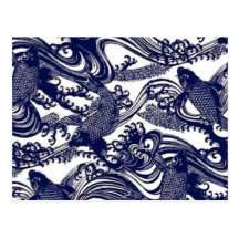 Modelo japonés azul de los pescados de Koi del tat Tarjetas Postales