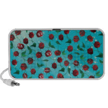 Modelo lindo de la cereza iPod altavoces