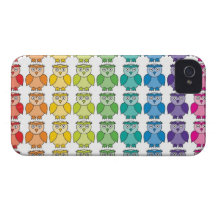 Modelo lindo del búho del arco iris iPhone 4 Case-Mate funda