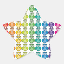 Modelo lindo del búho del arco iris colcomanias forma de estrellaes