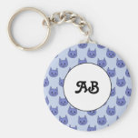 Modelo lindo del gato. Azul Llaveros Personalizados