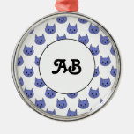 Modelo lindo del gato. Azul marino. Ornamentos De Navidad