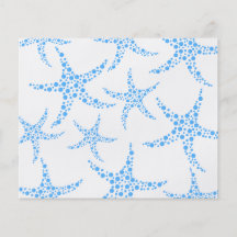 Modelo manchado de las estrellas de mar en azul y  tarjetas publicitarias