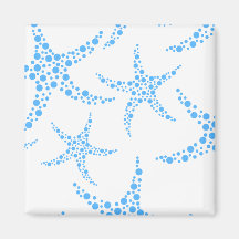 Modelo manchado de las estrellas de mar en azul y  imán para frigorífico