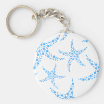Modelo manchado de las estrellas de mar en azul y  llavero personalizado