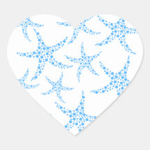 Modelo manchado de las estrellas de mar en azul y  colcomanias corazon