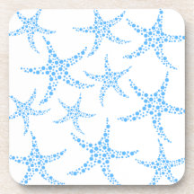 Modelo manchado de las estrellas de mar en azul y  posavasos