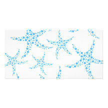 Modelo manchado de las estrellas de mar en azul y  tarjetas fotograficas personalizadas