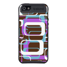 Modelo moderno del bloque con Brown y púrpura iPhone 5 Protector