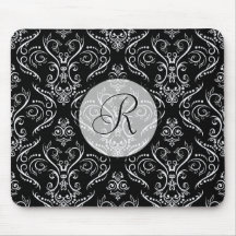 Modelo-Monogrmed fino negro y blanco del Shading Alfombrilla De Ratones