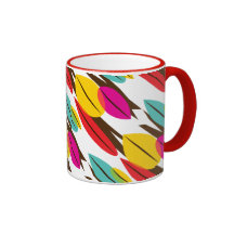 Modelo multicolor retro abstracto de la hoja taza de café