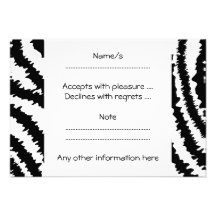 Modelo negro del estampado de zebra invitacion personalizada