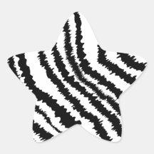 Modelo negro del estampado de zebra pegatina forma de estrella