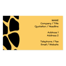 Modelo negro y amarillo del estampado de girafa plantillas de tarjeta de negocio