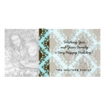 modelo precioso del damasco del diamante marrón y  tarjetas personales con fotos