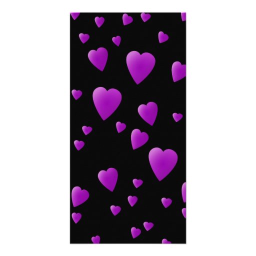 Modelo púrpura de los corazones del amor en negro plantilla para tarjeta de foto