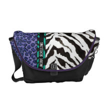 Modelo púrpura de moda de la cebra del leopardo de bolsa de mensajeria 