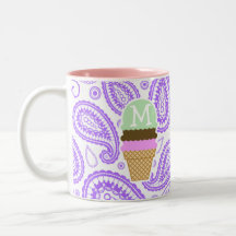 Modelo púrpura de Paisley; Cono de helado Taza